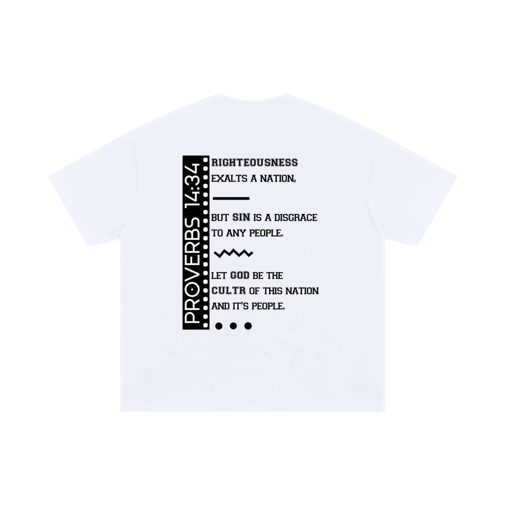 Proverbs 14:34 White Oversized T-Shirt