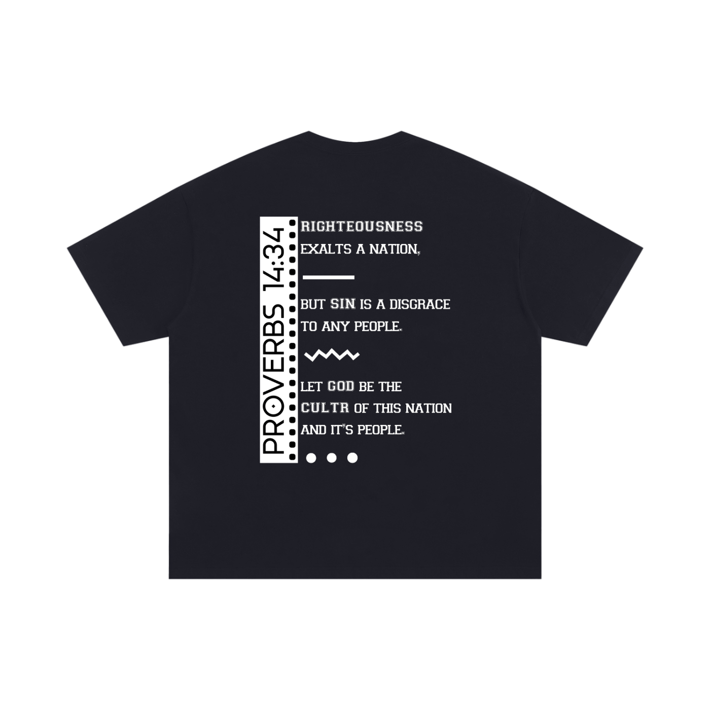 Proverbs 14:34 Black Oversized T-Shirt